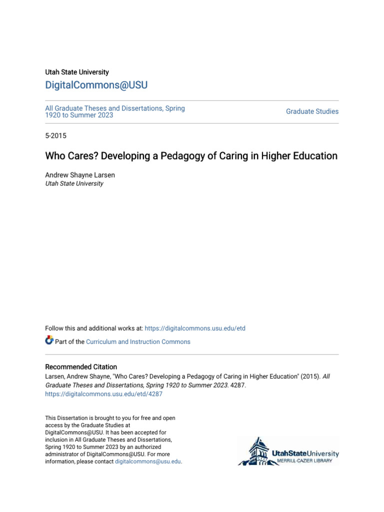 Pedagogy of Caring in Higher Education | PDF | Teachers | Motivation