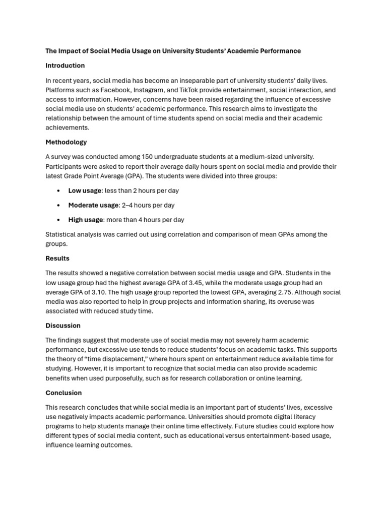The Impact of Social Media Usage On University Students | PDF