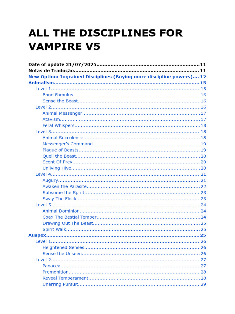Vampire V5 Disciplines Guide | PDF