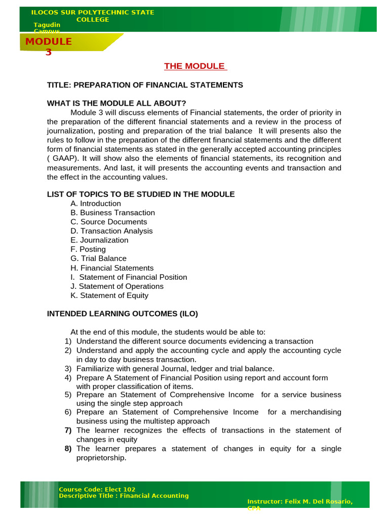 Financial Statement Preparation Guide | PDF | Debits And Credits ...