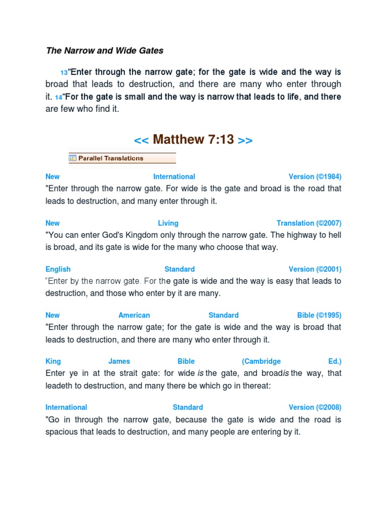 The Narrow and Wide Gates PDF Afterlife Sin