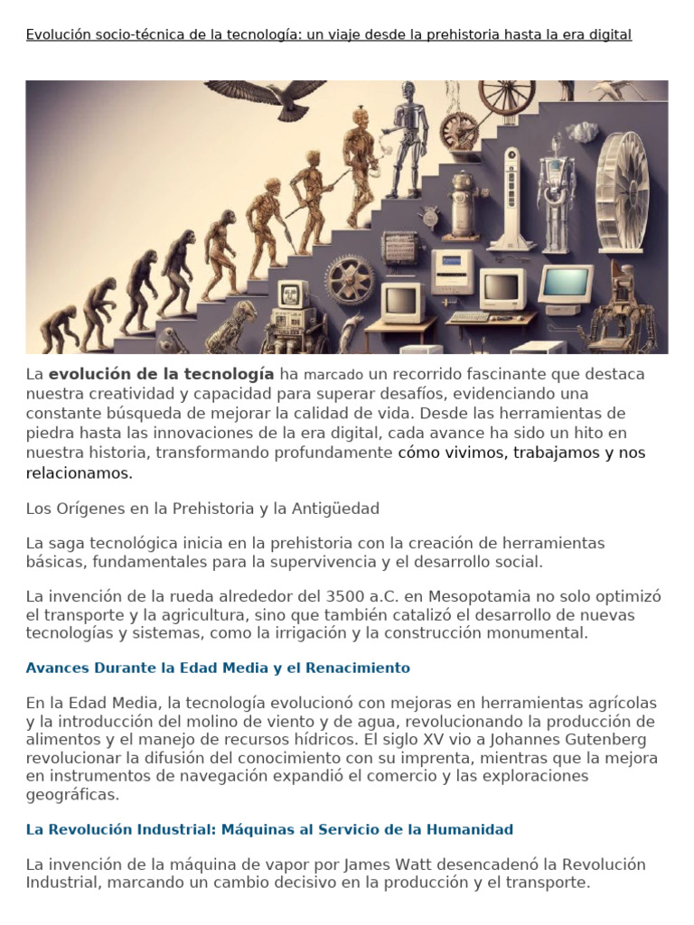 Evolución de la Tecnología: De la Prehistoria a la IA | PDF | Internet ...
