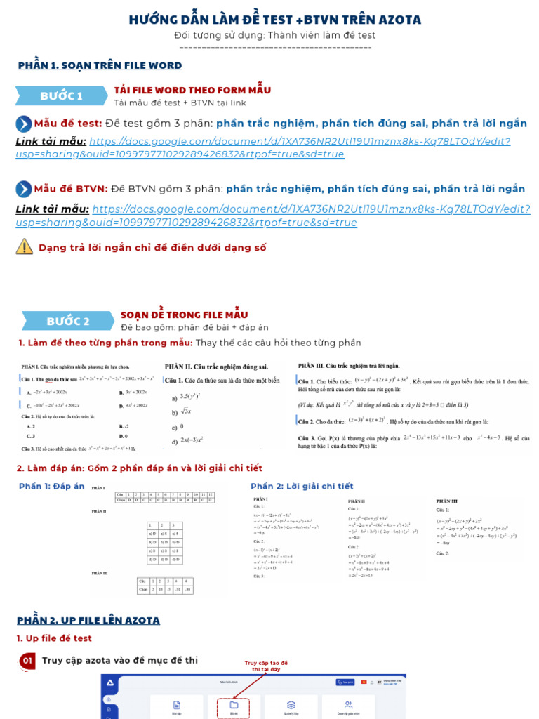 Bản Sao Của Hướng Dẫn Làm Bài Đề Test Azota | PDF