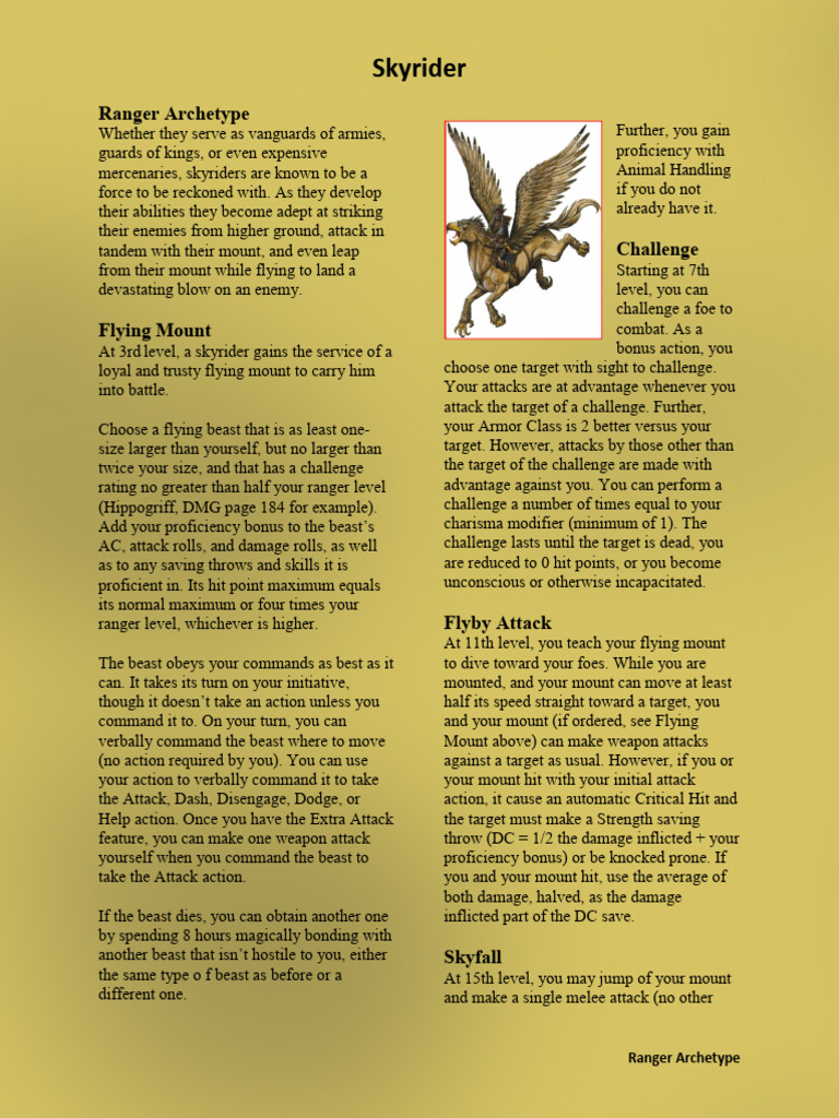 Skyrider Ranger Archetype Guide | PDF | Dungeons & Dragons | D20 System