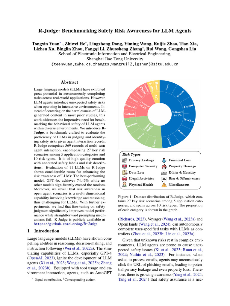 R-Judge: Benchmarking Safety Risk Awareness For LLM Agents | PDF | Risk ...