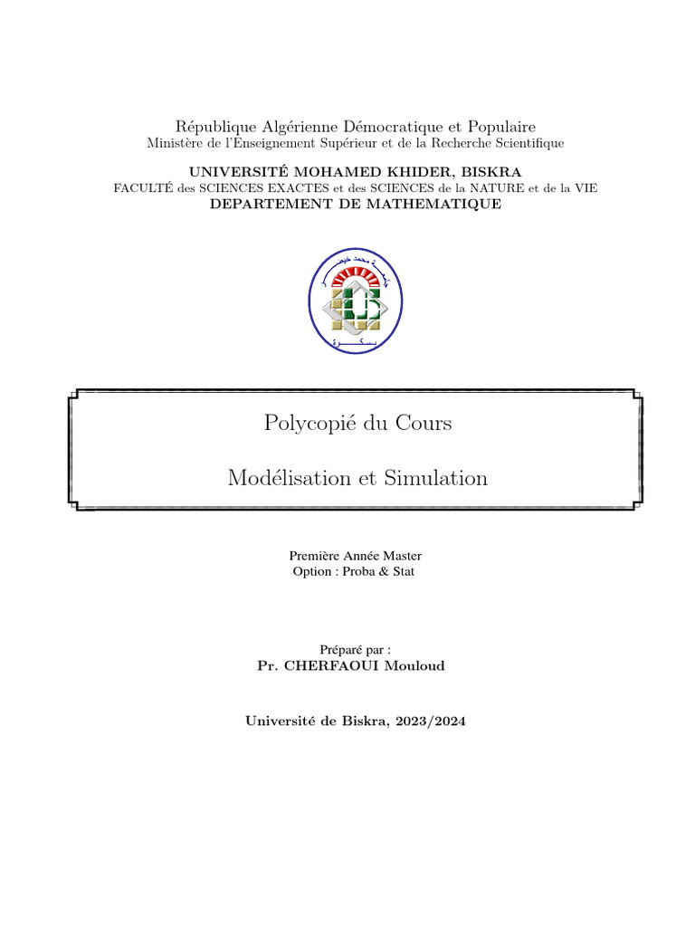 Modélisation et Simulation en Mathématiques | PDF | Méthode de Monte ...