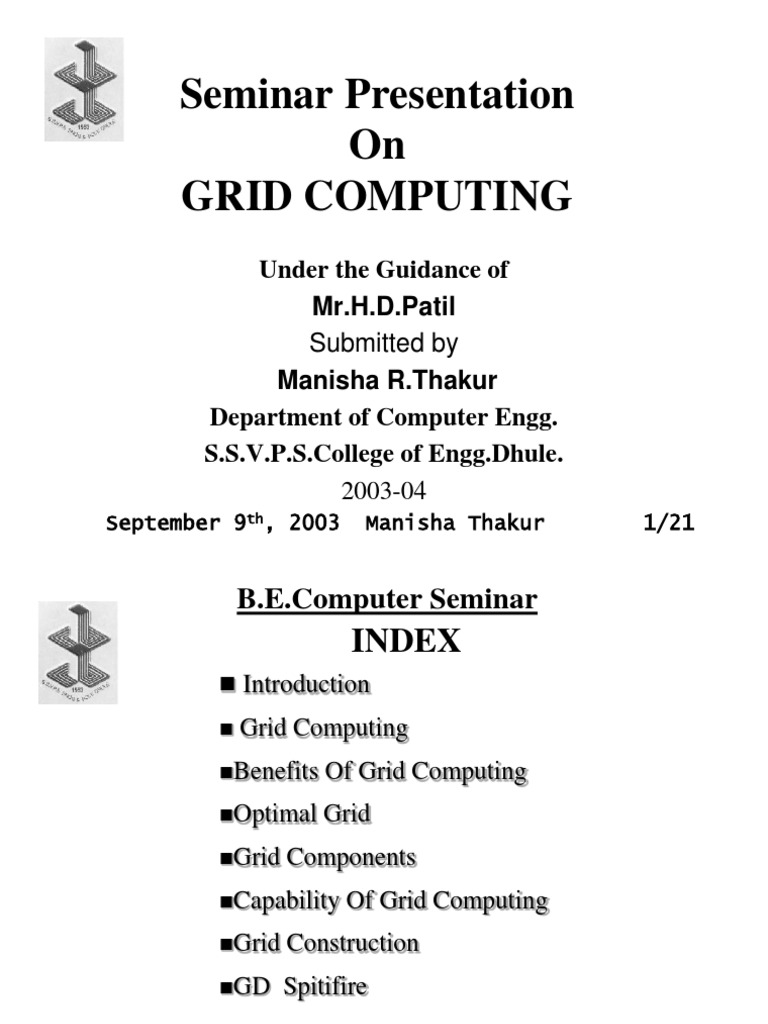 Overview of Grid Computing Seminar | PDF | Grid Computing | Application ...