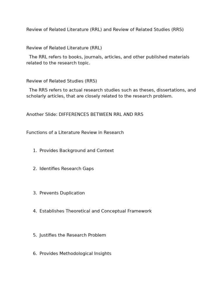 Understanding RRL and RRS in Research | PDF | Methodology | Science