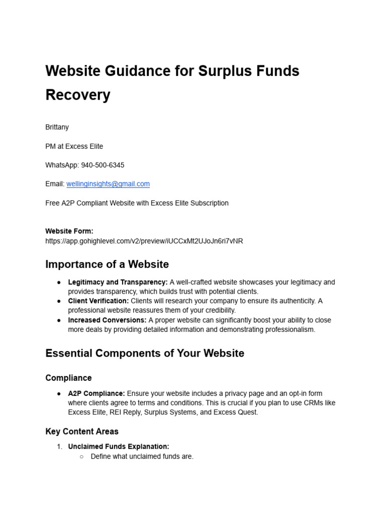 Surplus Funds Recovery Website Guide | PDF