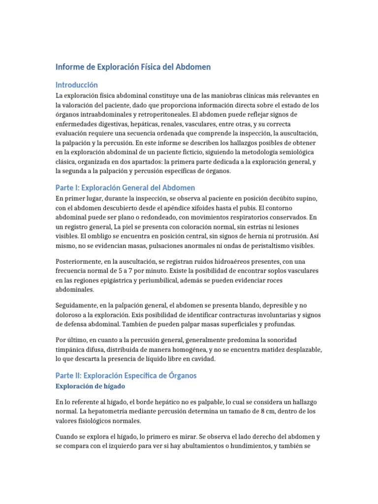 Exploración Física del Abdomen: Guía Completa | PDF | Abdomen | Examen ...