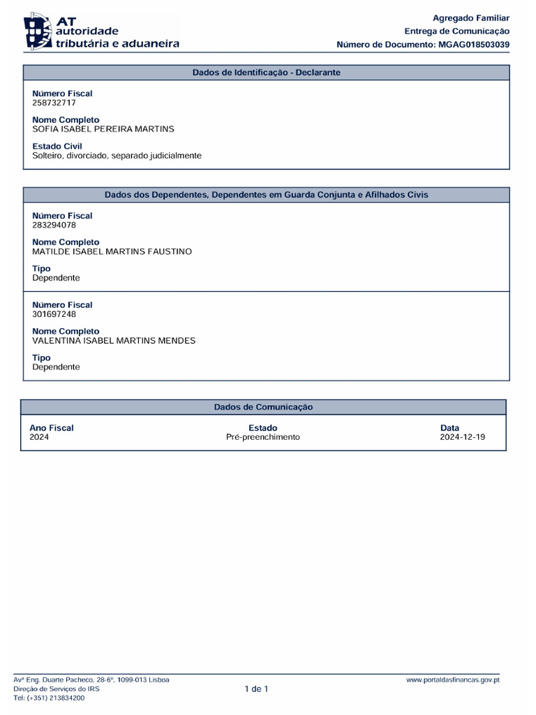Comprovativo MGAG018503039 | PDF