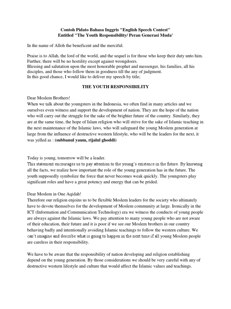 Contoh Pidato Bahasa Inggris Tentang Pendidikan Moral