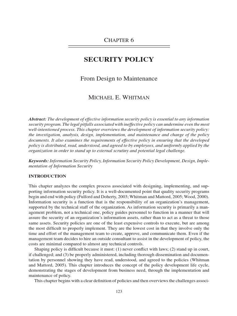 Developing Effective Security Policies | PDF | Information Security ...