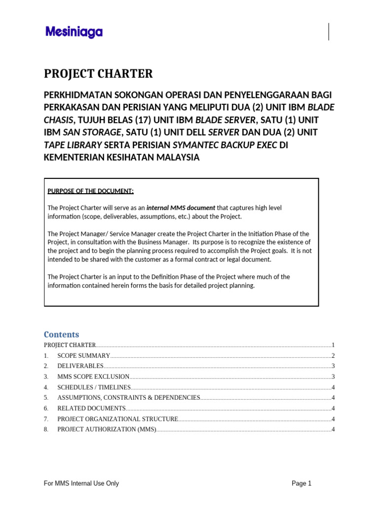 MOH Blade Server Maintenance Charter | PDF | Computing | Computer ...
