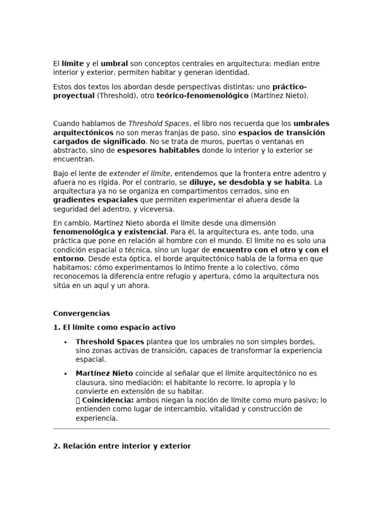 Treshold y Limte Arquitectura | PDF | Educación en artes liberales