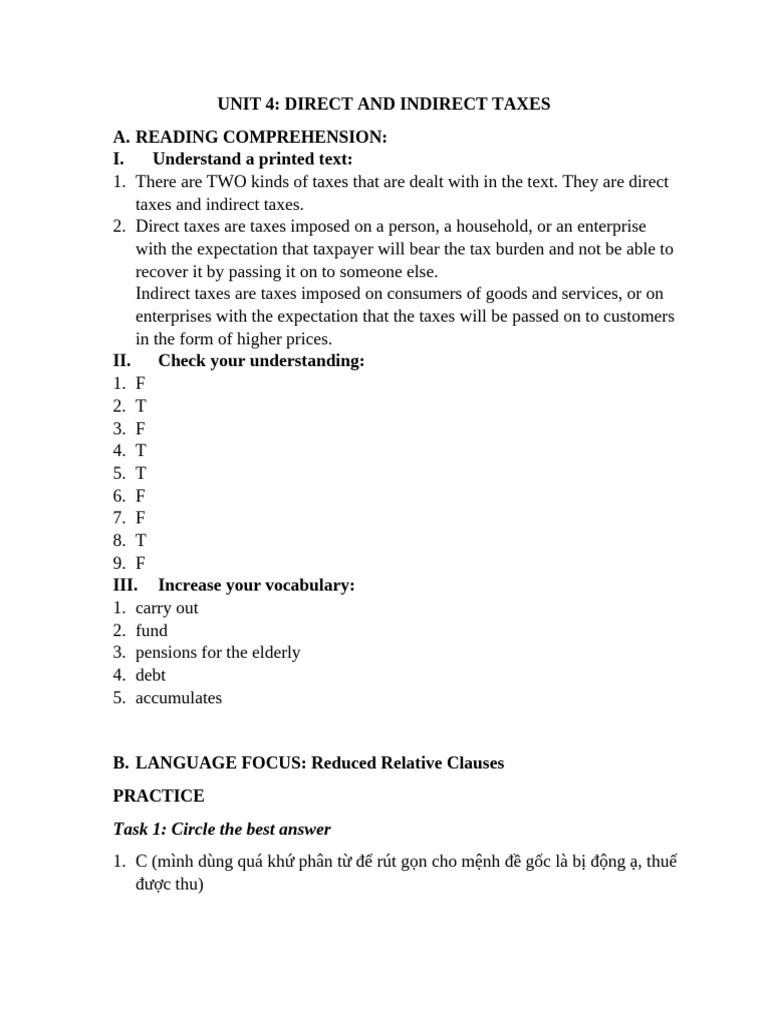 Unit 4 - Direct and Indirect Taxes | PDF