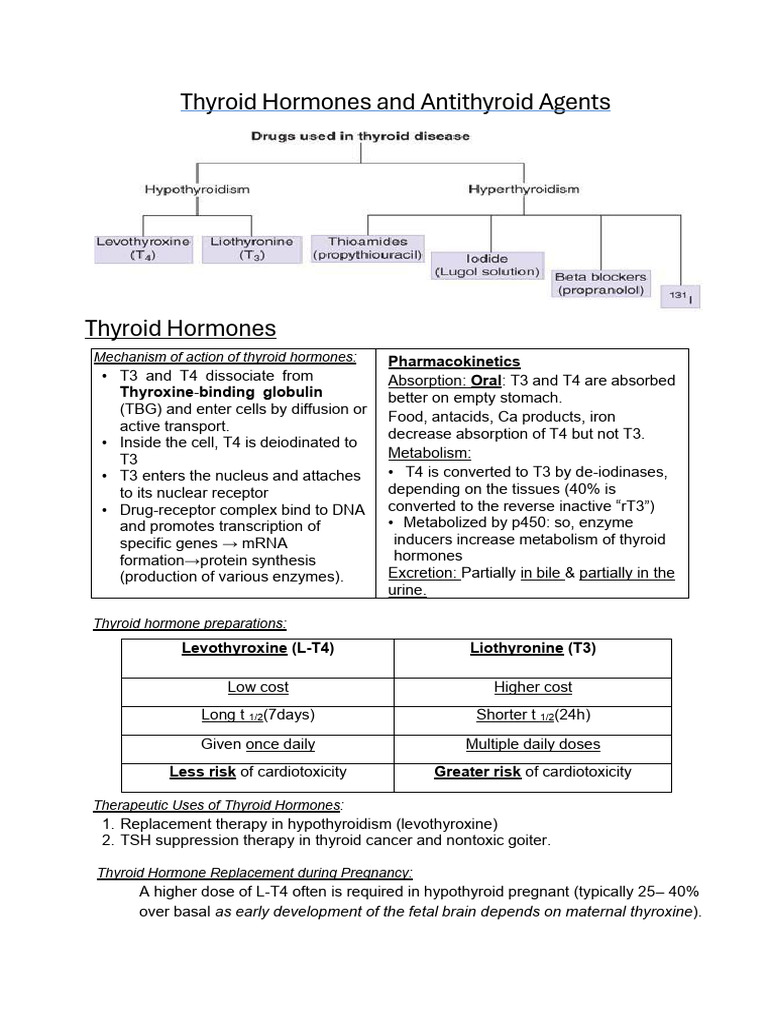 Thyroid Hormones and Antithyroid Agents Guide | PDF | Hyperthyroidism ...
