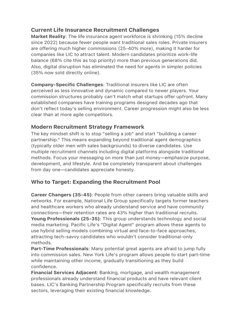 Life Insurance Recruitment Strategies | PDF | Employee Retention ...