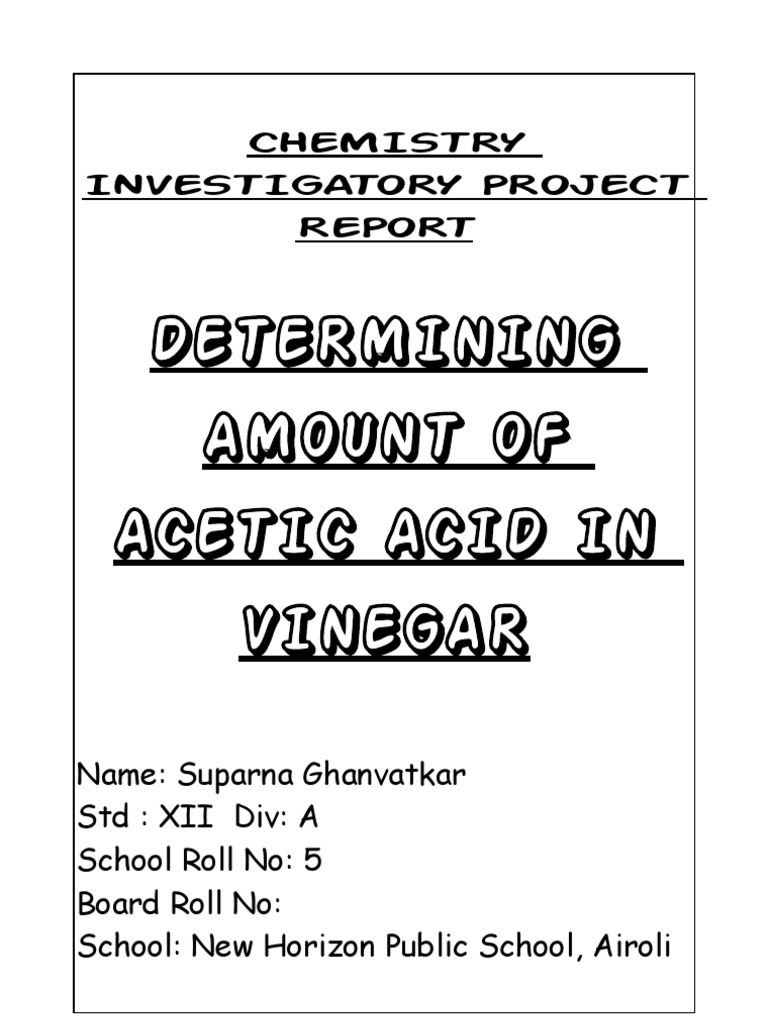 Chemistry investigatory project pdf