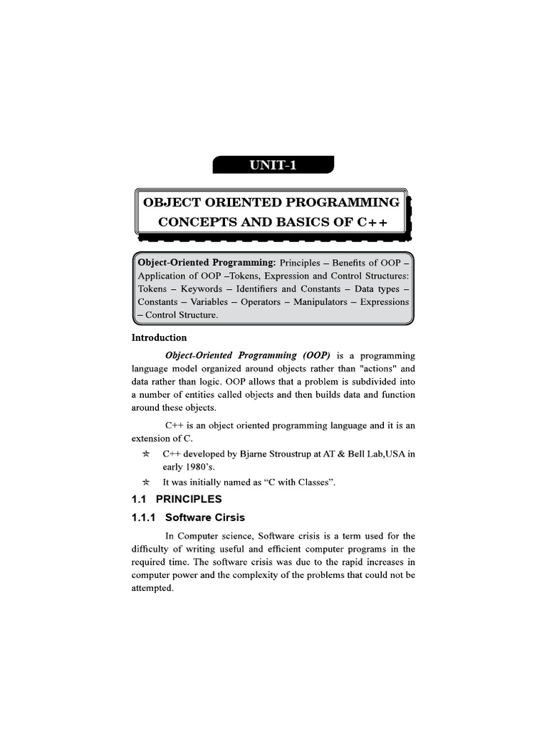 C++ Object-Oriented Programming Basics | PDF | Programming ...