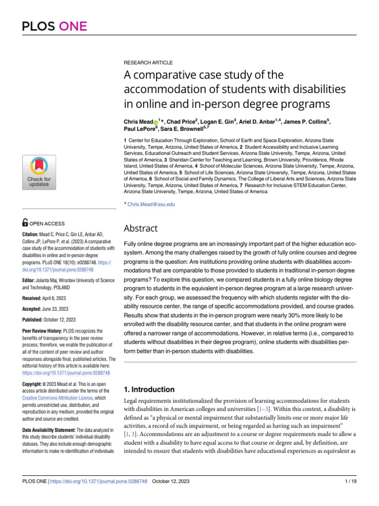 A Comparative Case Study of The - Plos 0ne 2023 | PDF | Disability ...