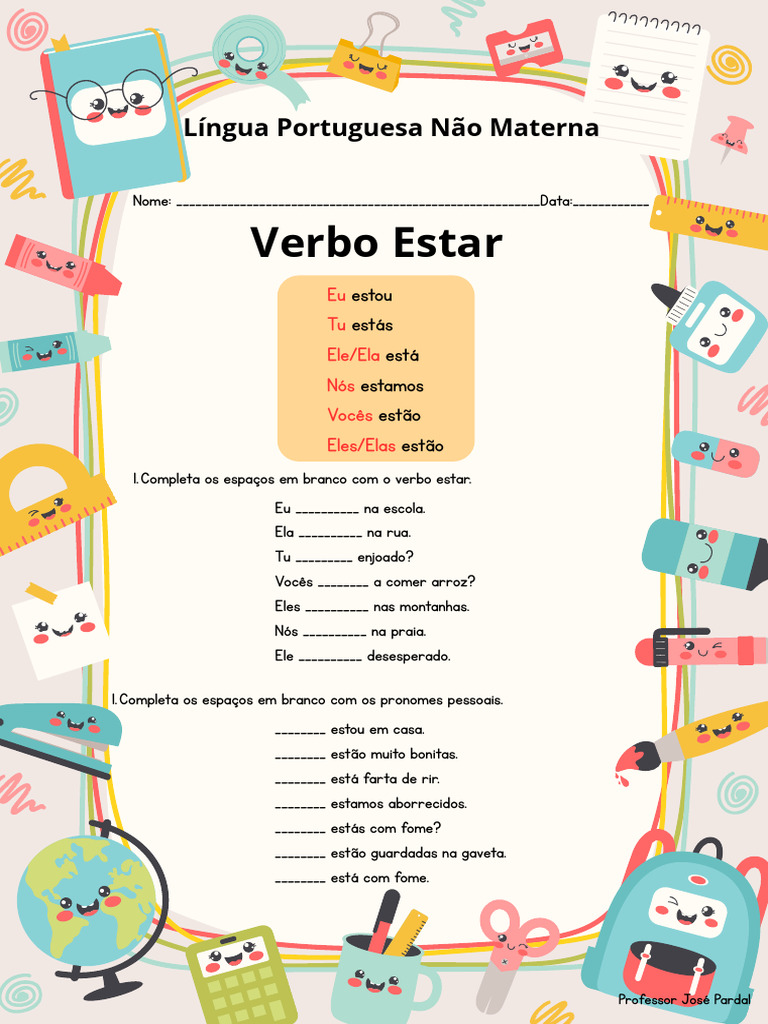Exercícios do Verbo Estar em Português | PDF