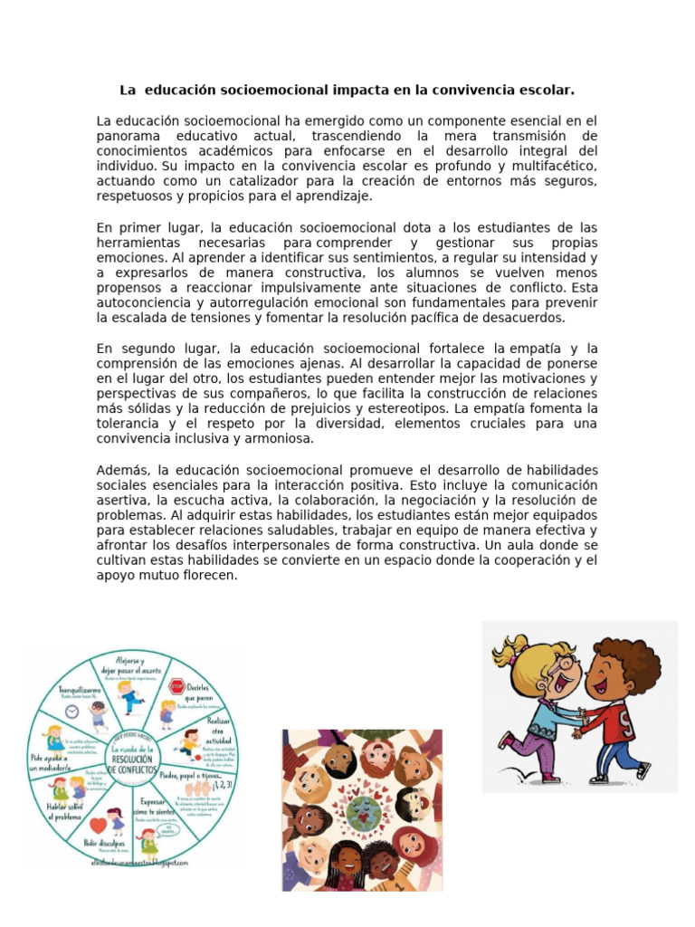 Impacto de la Educación Socioemocional en la Convivencia Escolar | PDF