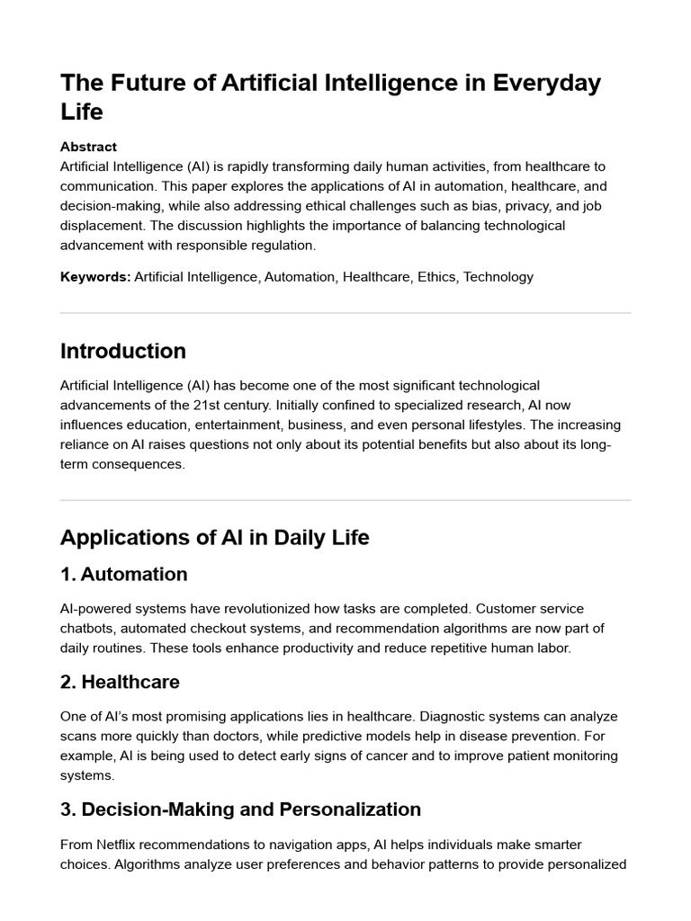 AI's Impact on Daily Life and Ethics | PDF | Artificial Intelligence ...
