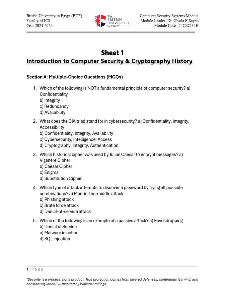 Computer Security Systems Module Overview | PDF | Encryption ...