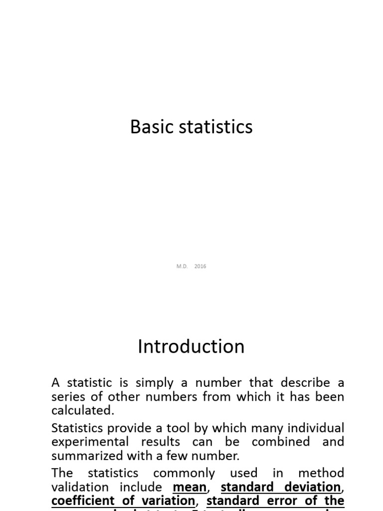 Essential Statistics for Method Validation | PDF | Statistical ...