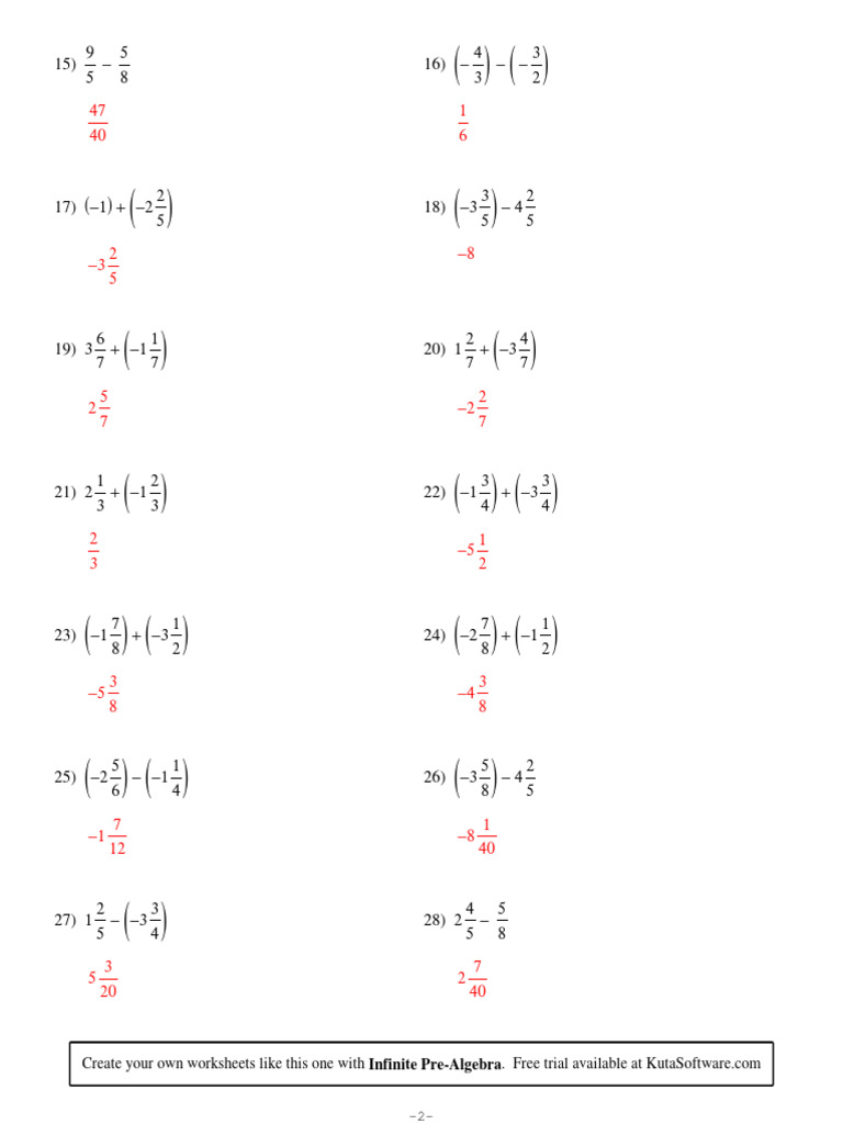Pre-Algebra Worksheet Samples | PDF