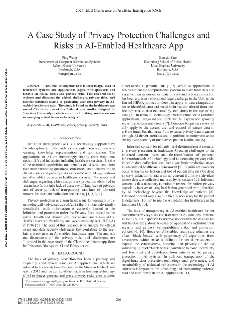 Privacy Risks in AI Healthcare Apps | PDF | Artificial Intelligence ...