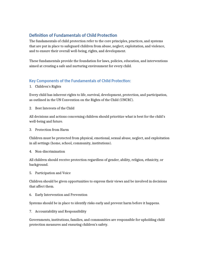 Core Principles of Child Protection | PDF
