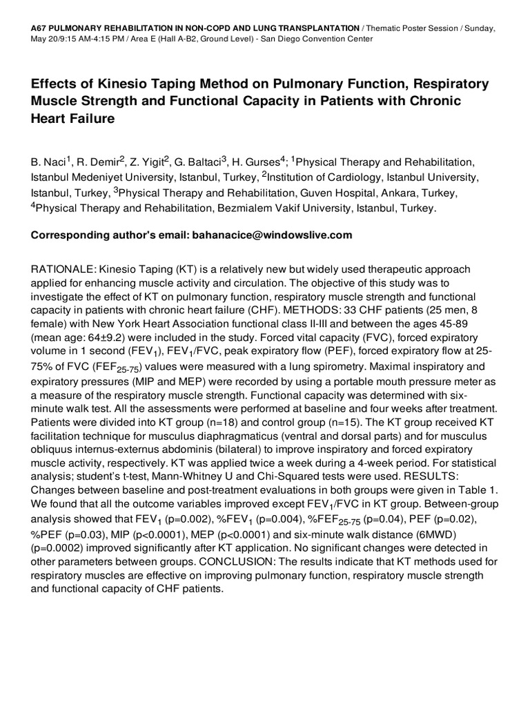 Effects of Kinesio Taping Method On Pulmonary Function, Respiratory ...