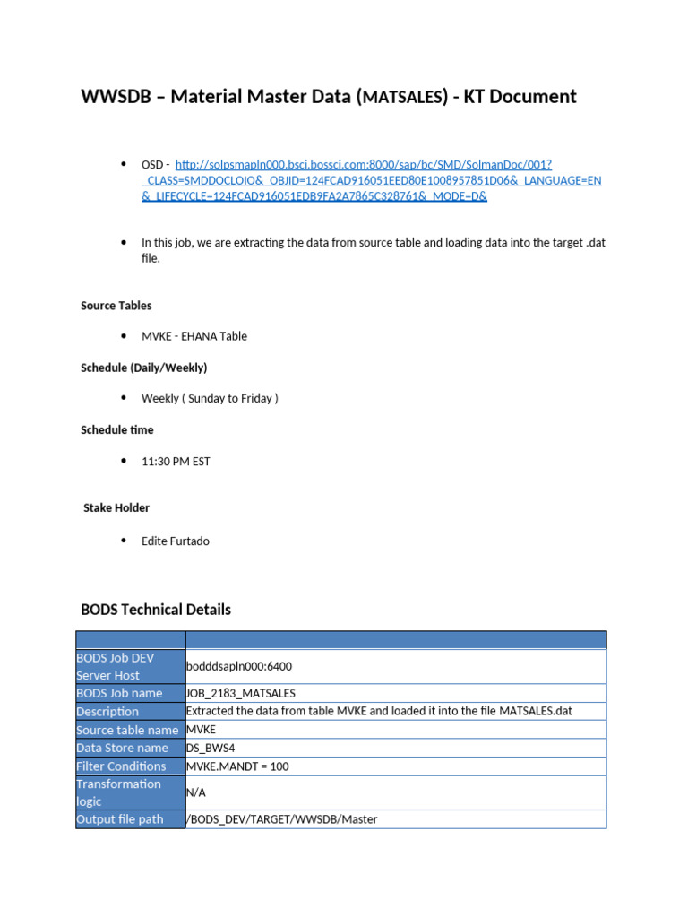 WWSDB Material Master Data Extraction | PDF
