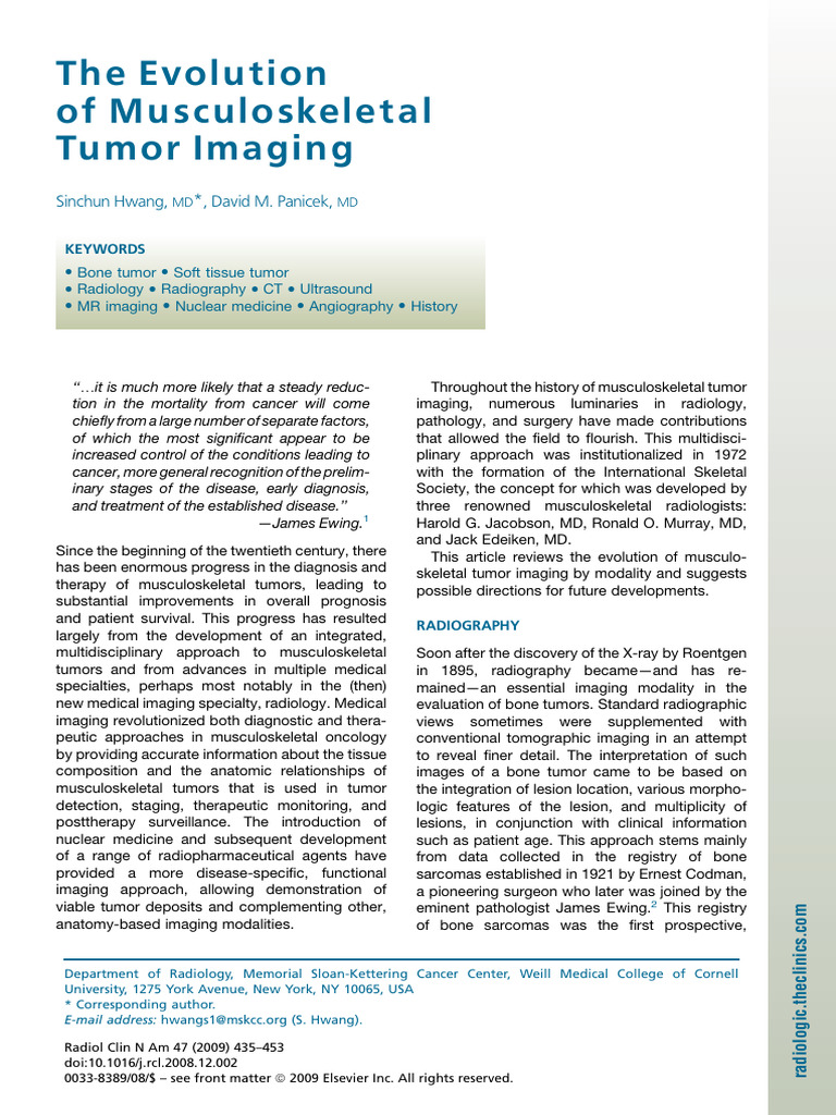 Musculoskeletal Tumor Imaging Evolution | PDF | Medical Imaging ...