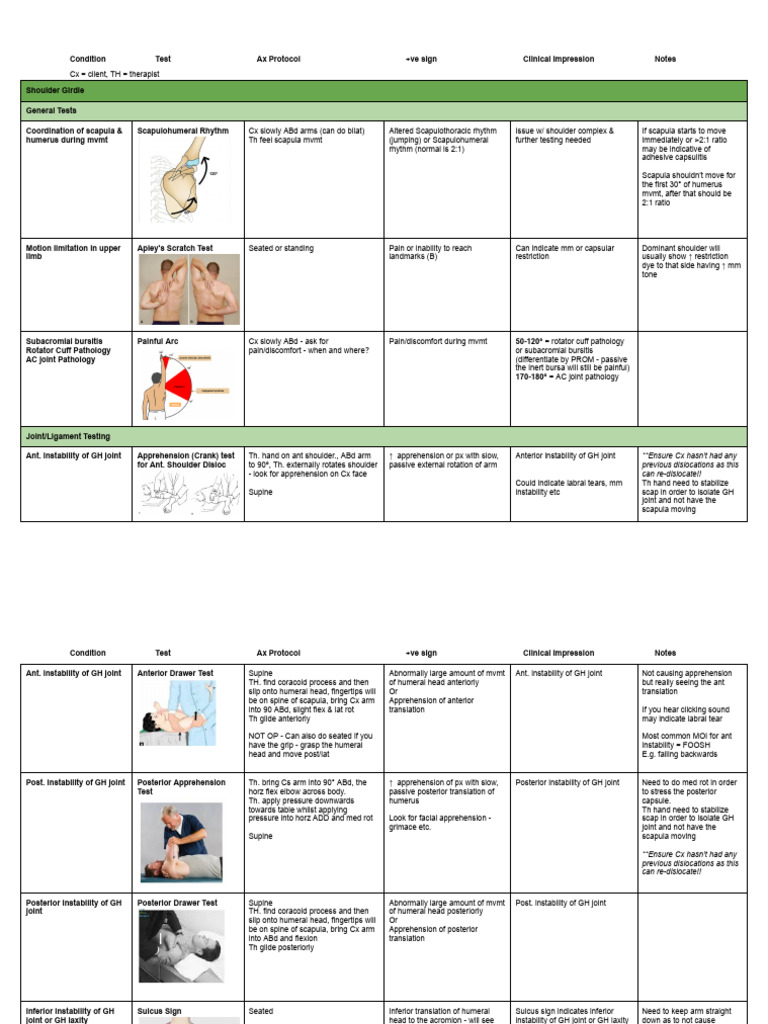 Shoulder Assessment Protocols Guide | PDF | Elbow | Anatomical Terms Of ...