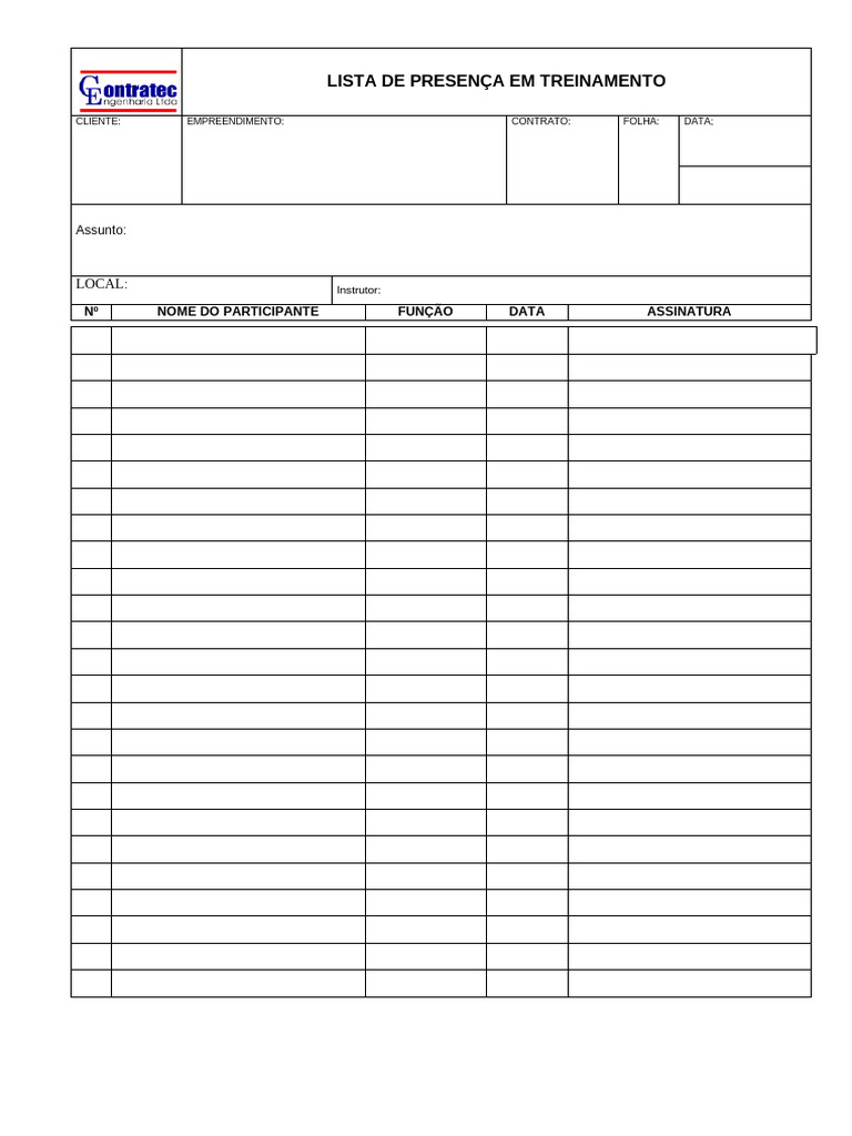 Lista de Presença para Treinamento | PDF