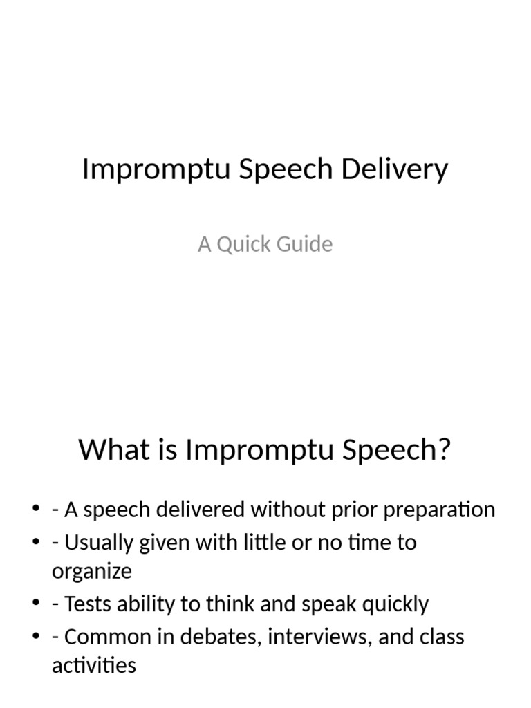 Impromptu Speech Delivery | PDF