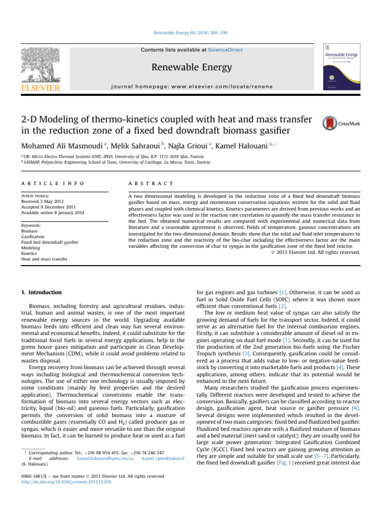 2D Modeling of Biomass Gasification Process | PDF | Gasification ...