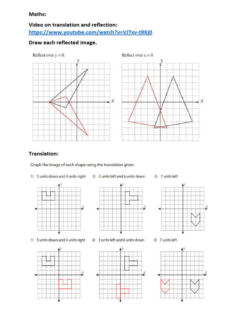 Translation and Reflection in Maths | PDF