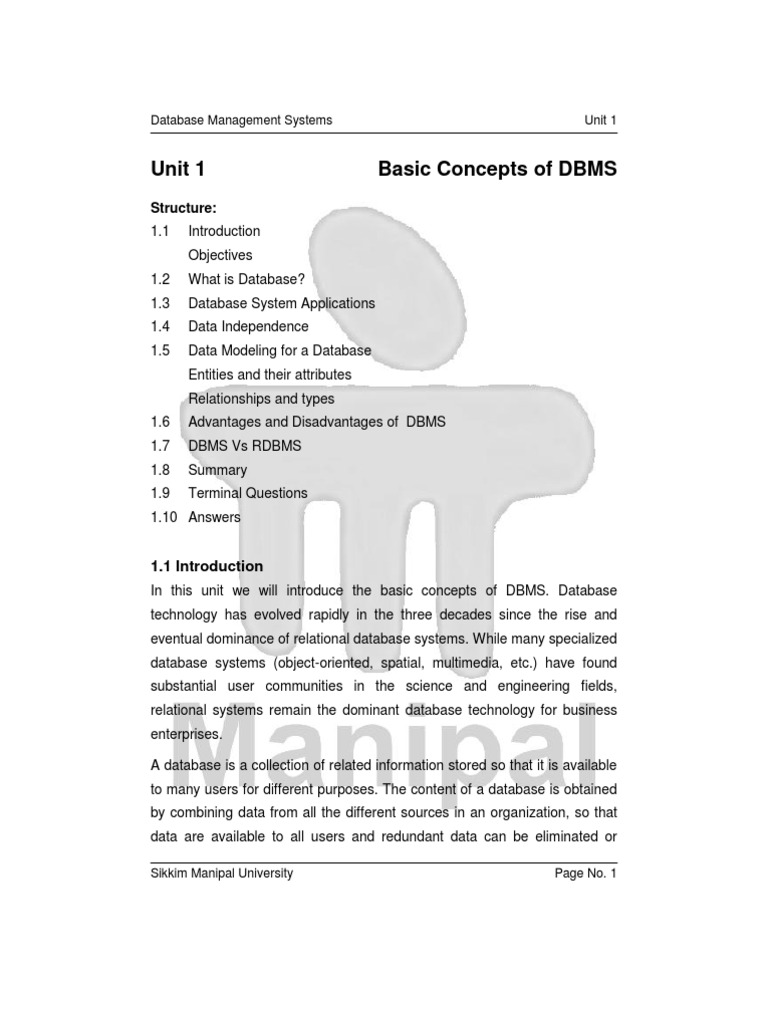 BT0066 Unit1 | Download Free PDF | Conceptual Model | Databases