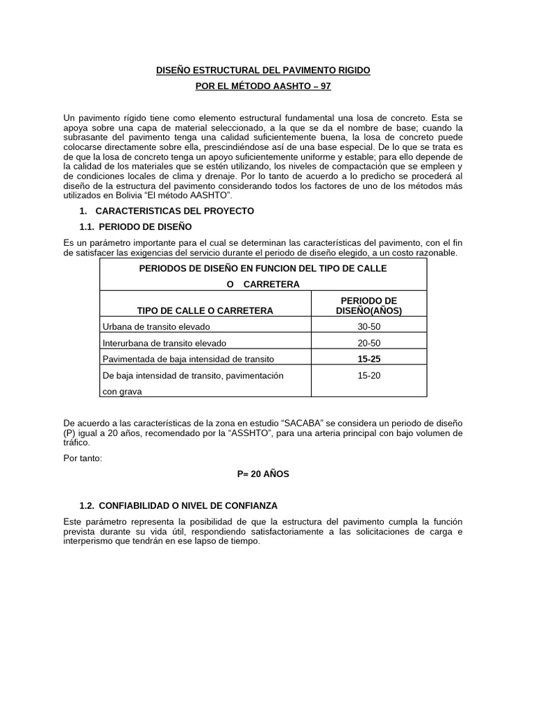 Diseño de Pavimento Rígido AASHTO 97 | PDF | Desviación Estándar | Hormigón