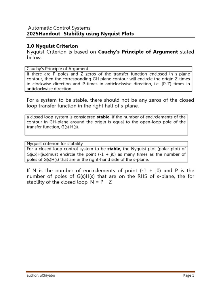 2025handout - Nyquist Diagrams-1 | PDF | Mathematical Analysis ...