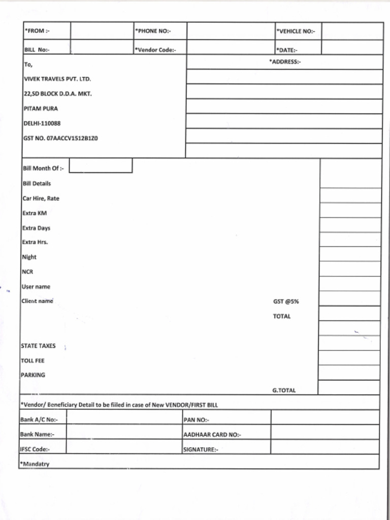 New Format Vendor Bill | PDF