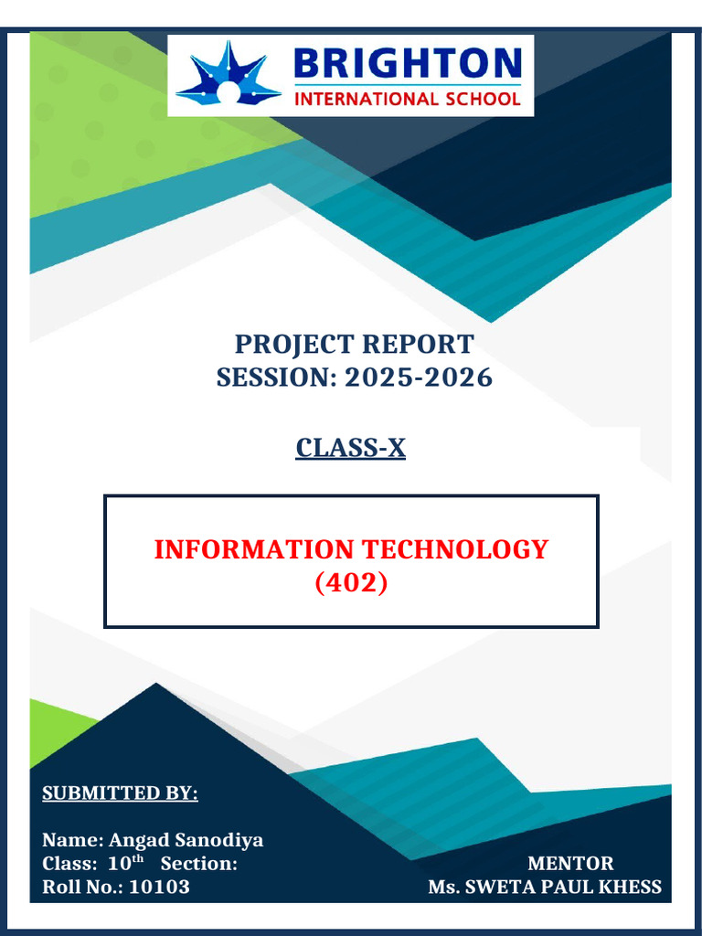 Class 10 IT Project Report 2025-2026 | PDF