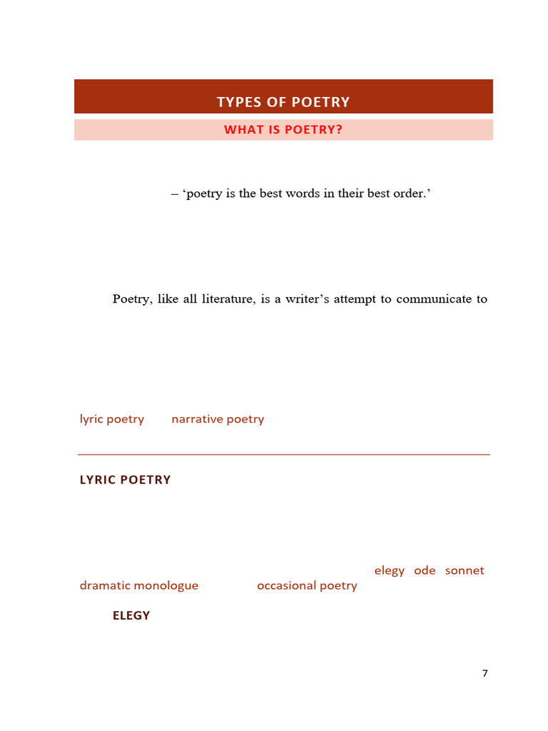 Types of Poetry Explained | PDF | Sonnets | Poetry