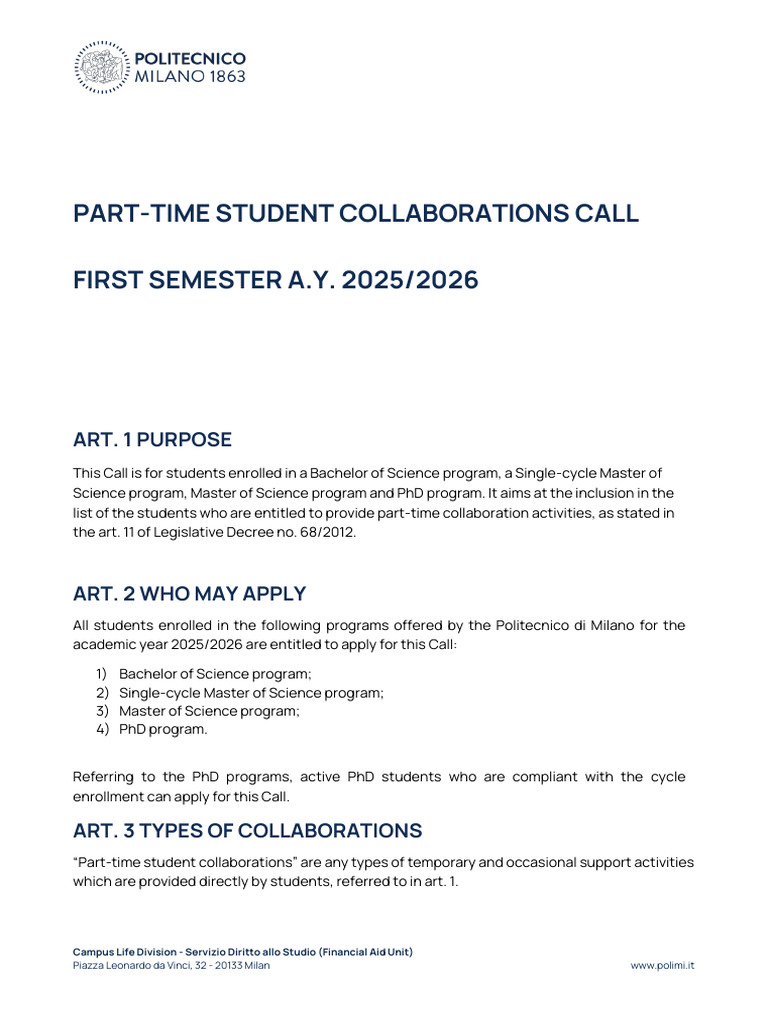 Part-Time Students Collaborations Call 25 26 I Sem Eng | PDF | Doctor ...