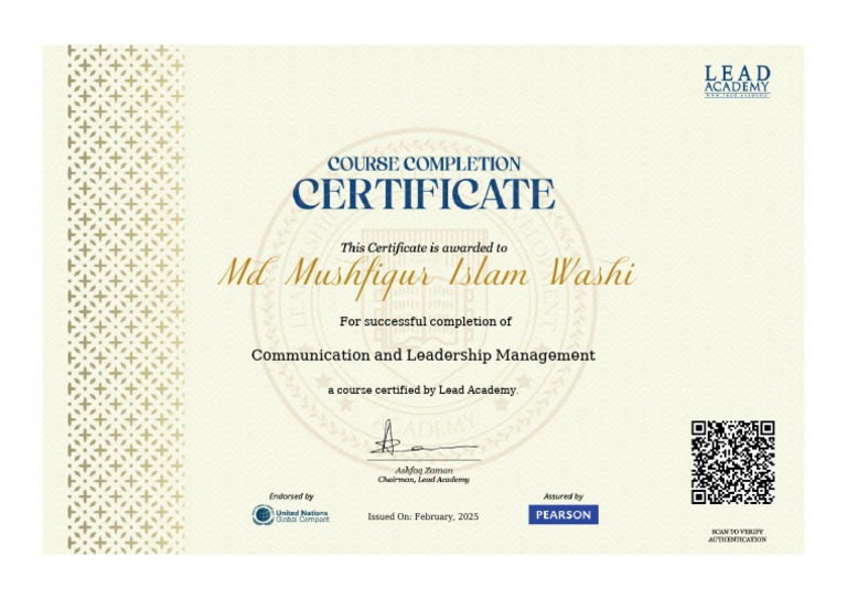 Communication & Leadership Course Certificate | PDF