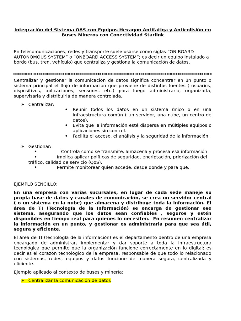 Integración OAS en Buses Mineros | PDF | Red de computadoras ...